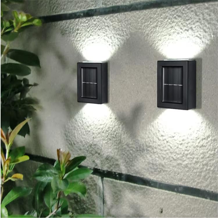 Solar Wall Lights Outdoor Waterproof, Decorative Fence with Warm White Up & Down Light, Waterproof IP65 | for Garden, Yard, Patio, Porch – Auto On/Off