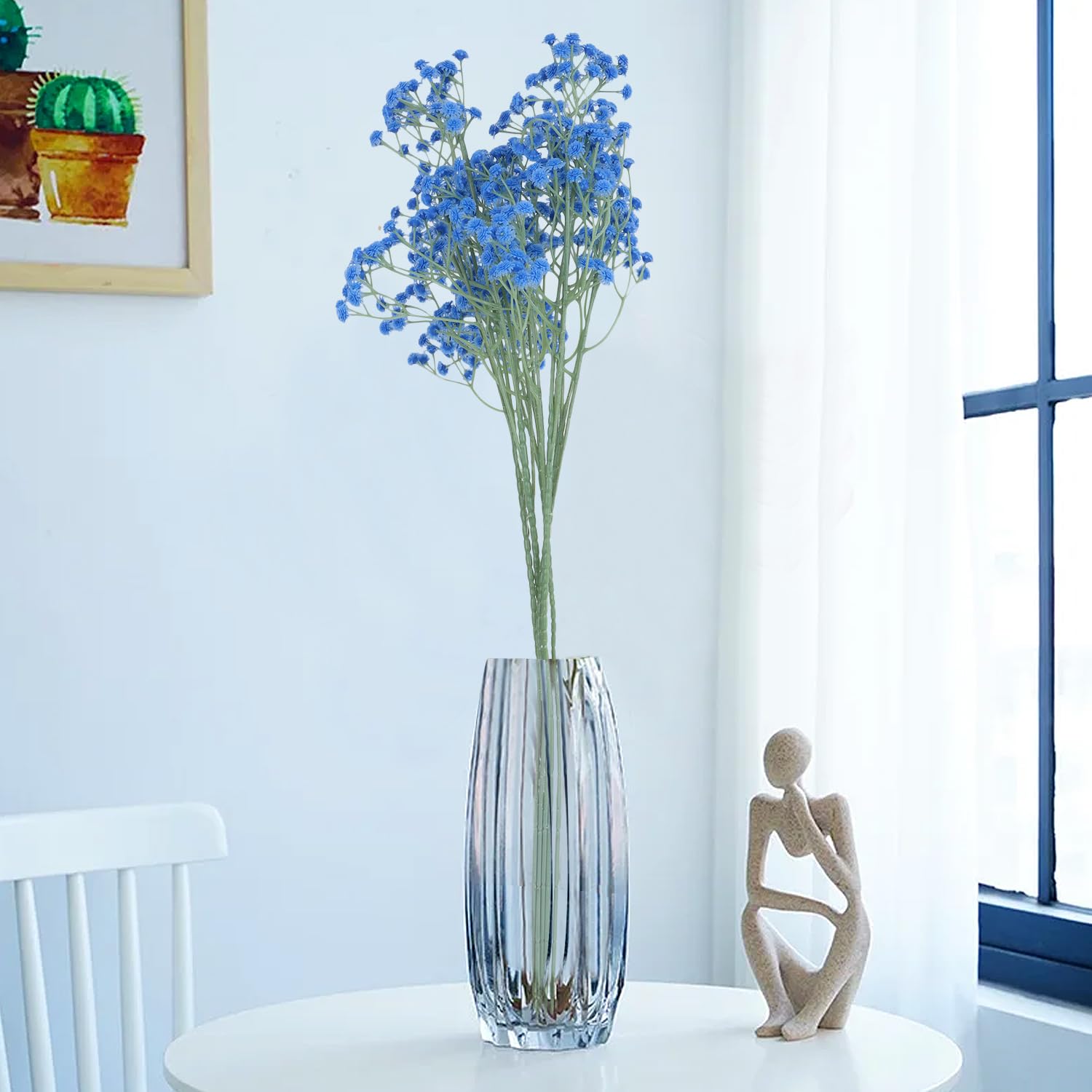 05 Pcs Baby Breath/Gypsophila Artificial Fake Silk Plants Wedding Party Decoration Real Touch Flowers DIY Home Garden(Light Blue-05)