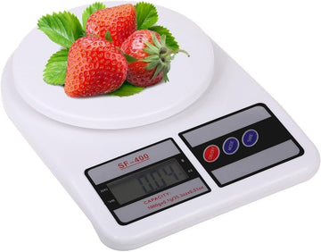Digital Kitchen Weighing Scale | 10kg x 1g Precision, LCD Display | Measuring Food, Cake, Vegetable, Cooking, Baking, Meal Prep, Fitness & Diet | 2x Batteries Included