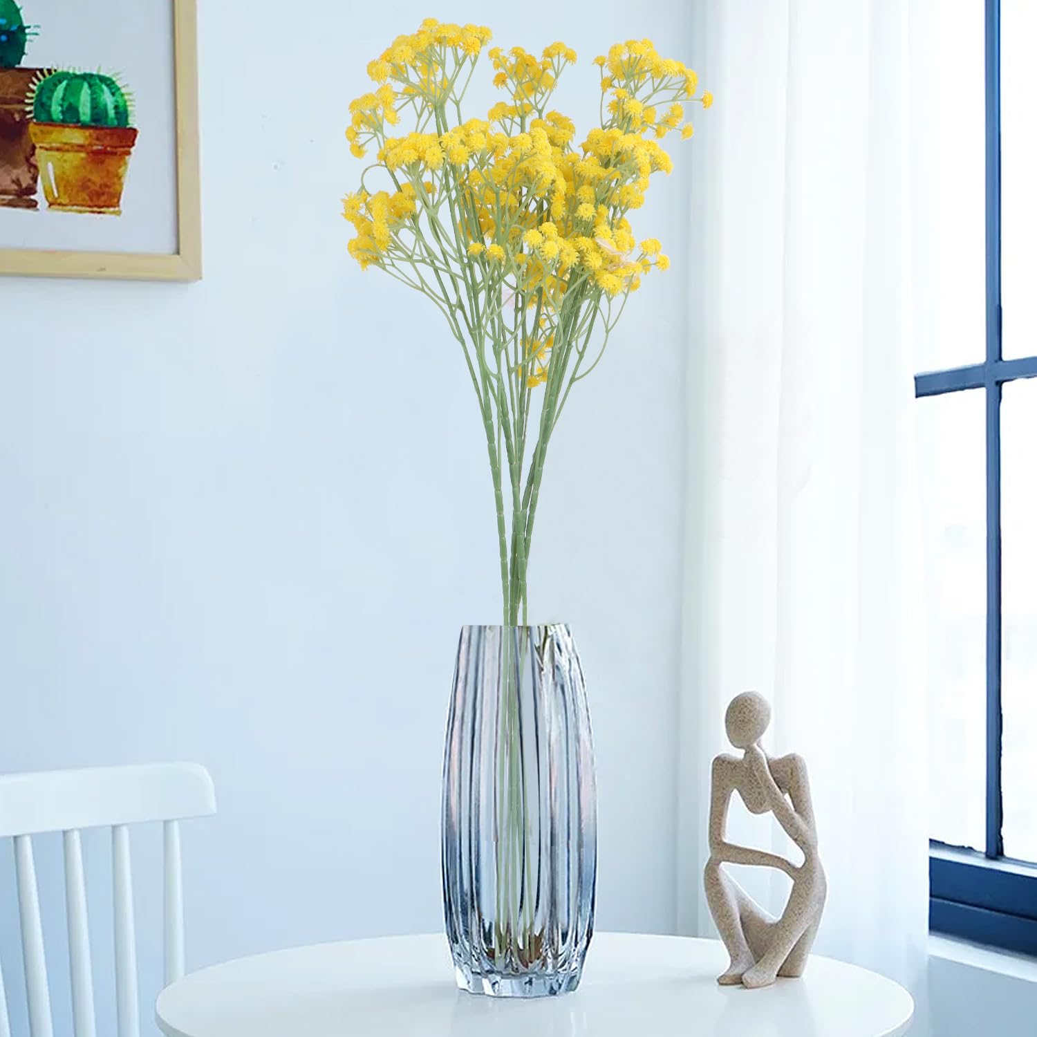 05 Pcs Baby Breath/Gypsophila Artificial Fake Silk Plants Wedding Party Decoration Real Touch Flowers DIY Home Garden(Yellow-05)