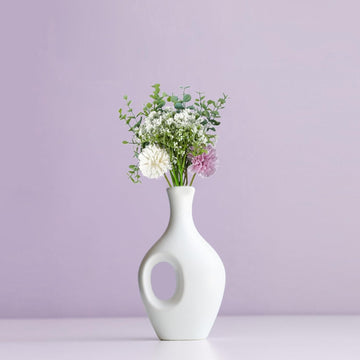 Artificial Floral Arrangement, Purple and White Chrysanthemums with Eucalyptus and Baby Breath for Aesthetic Room Decor Items for Bedroom|Office Table Accessories|Show Pieces|Home Decor