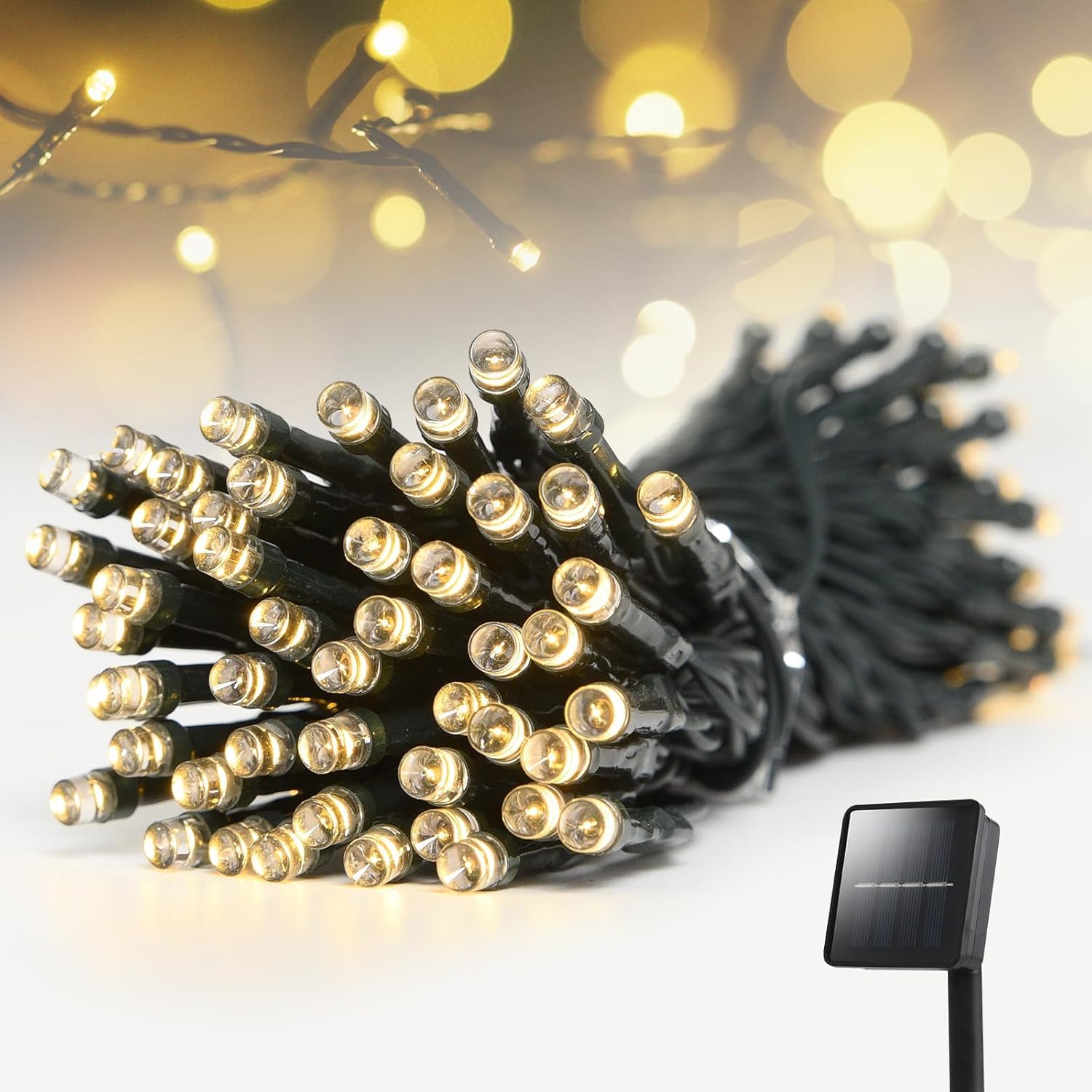 Solar Powered 120 LED Waterproof String Lights – Warm White PVC Fairy Lights for Garden, Patio, Balcony, Yard, Landscape, Christmas, Wedding & Outdoor,Indoor Decoration