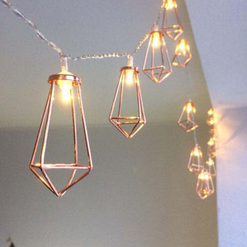 4 Meter Rose Diamond Shape Metal Cage String Lights-14led