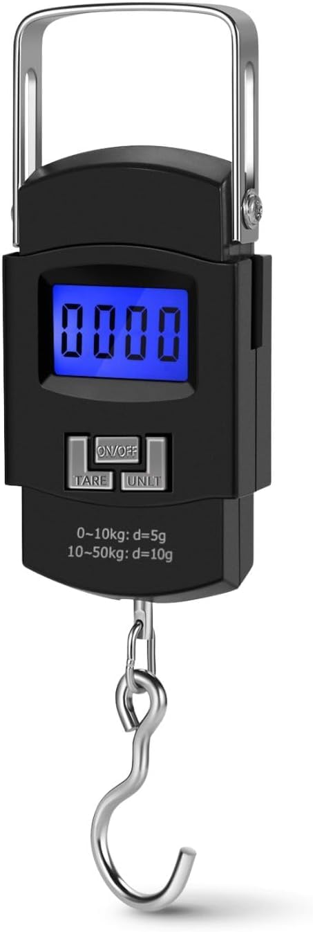 Hanging Digital Scale for Travel & Fishing, 110lb/50kg Portable for Luggage,box,bag Weight machine with Backlit LCD Display, Electronic Suitcase Weighing Tool, 2x Batteries Included