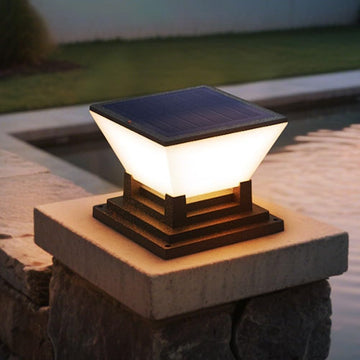 Abs Solar Post Pillar Light 26 cm Small Outdoor Waterproof Outdoor LED Post Cap Light for Garden,Patio,Deck & Pillar Decoration|2 Brightness Levels|Dusk to Dawn|Modern Design