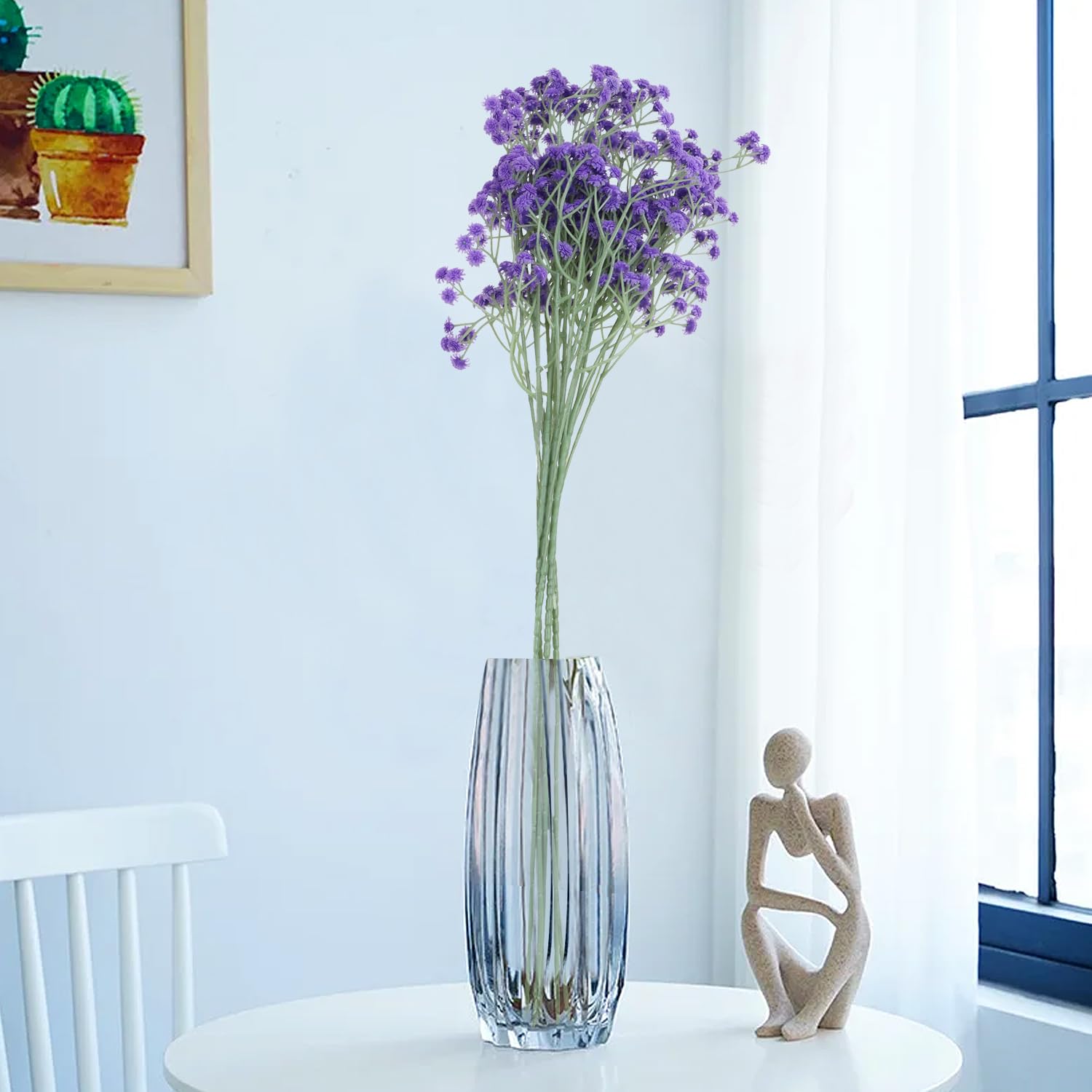 05Pcs Baby Breath/Gypsophila Artificial Fake Silk Plants Wedding Party Decoration Real Touch Flowers DIY Home Garden(Purple-05 pcs)