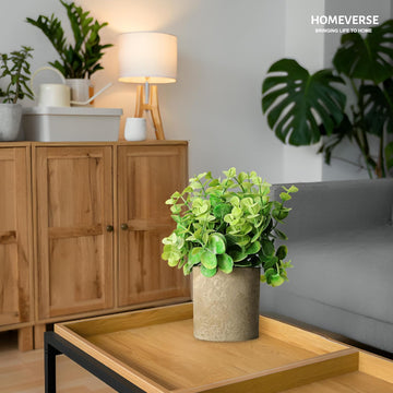 Artificial Eucalyptus Plant with Vase Included | Small Faux Plant for Home Decor | Indoor Outdoor Use for Bathroom, Kitchen, Office, Farmhouse | No Maintenance Needed (Light Green)