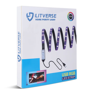 LITVERSE Light Strip 2Meter | RGB 5050 Color Changing LED Strip Light with USB Cable for TV Backlight, Bedroom, Cabinet Shelf Display (2meter-Upto 24" to 34"-Multi)