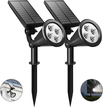 Solar Spot Lights Outdoor IP65 Waterproof, Auto On/Off Lights (Cool White)