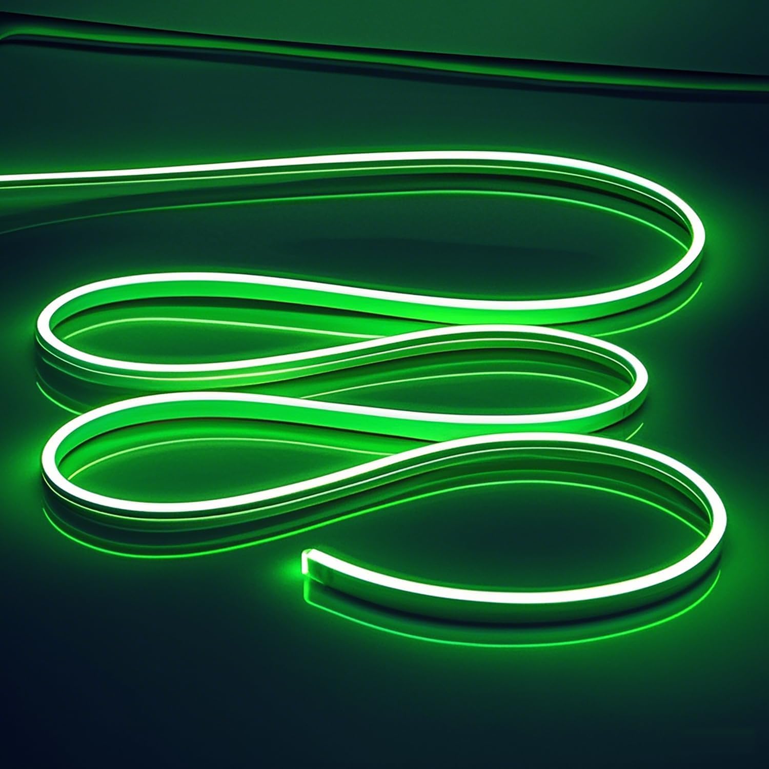 Green Neon LED Strip Light 5M | Flexible Silicone Rope Light with 12V Adapter | Waterproof IP65 Plug-in Tube Light for Room, Outdoor, Balcony, Garden, Party & Festival Decoration