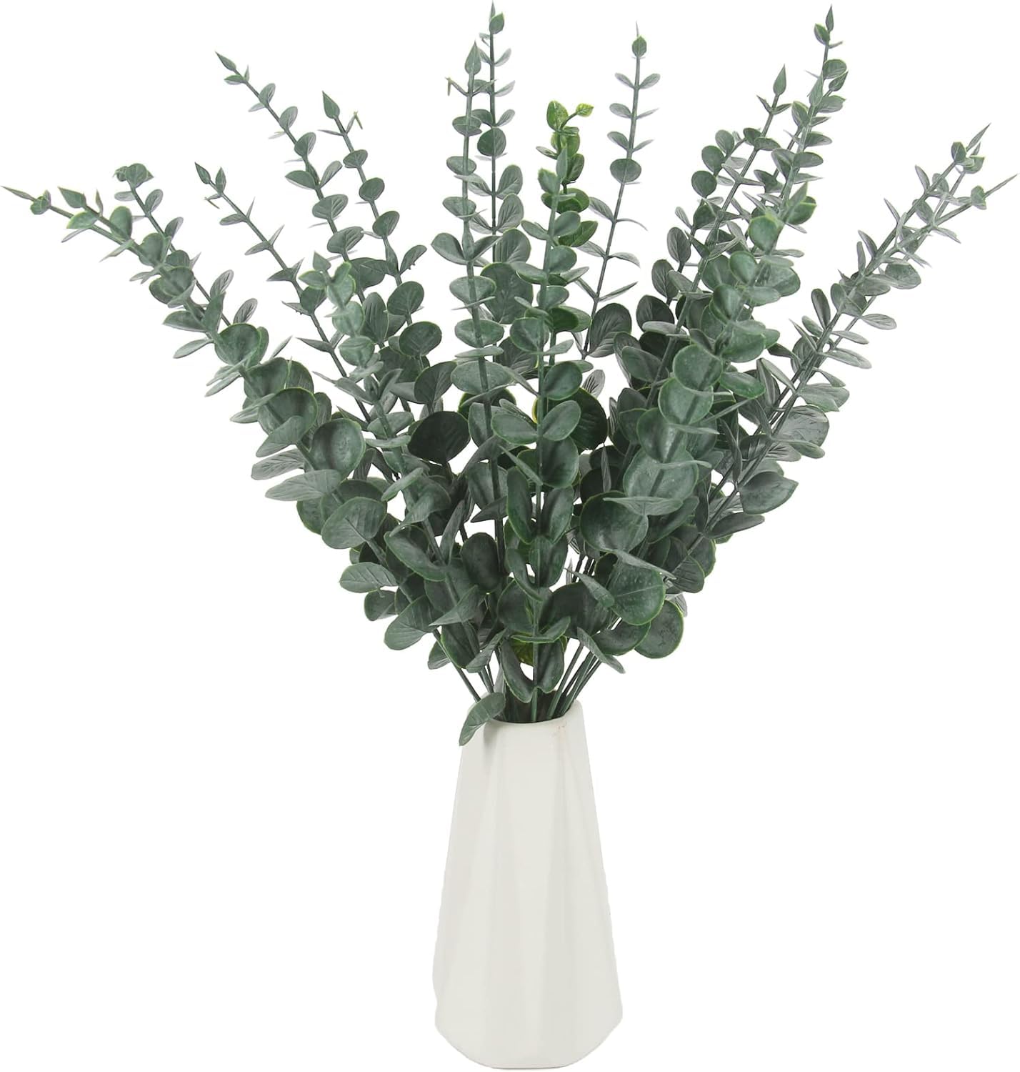 05pcs Artificial Faux Eucalyptus Stems with Fake Leaves, Artificial Greenery Eucalyptus Stems for Wedding Bouquet Centerpiece for Table Decoration (Vase Not Include - Green-05pcs)