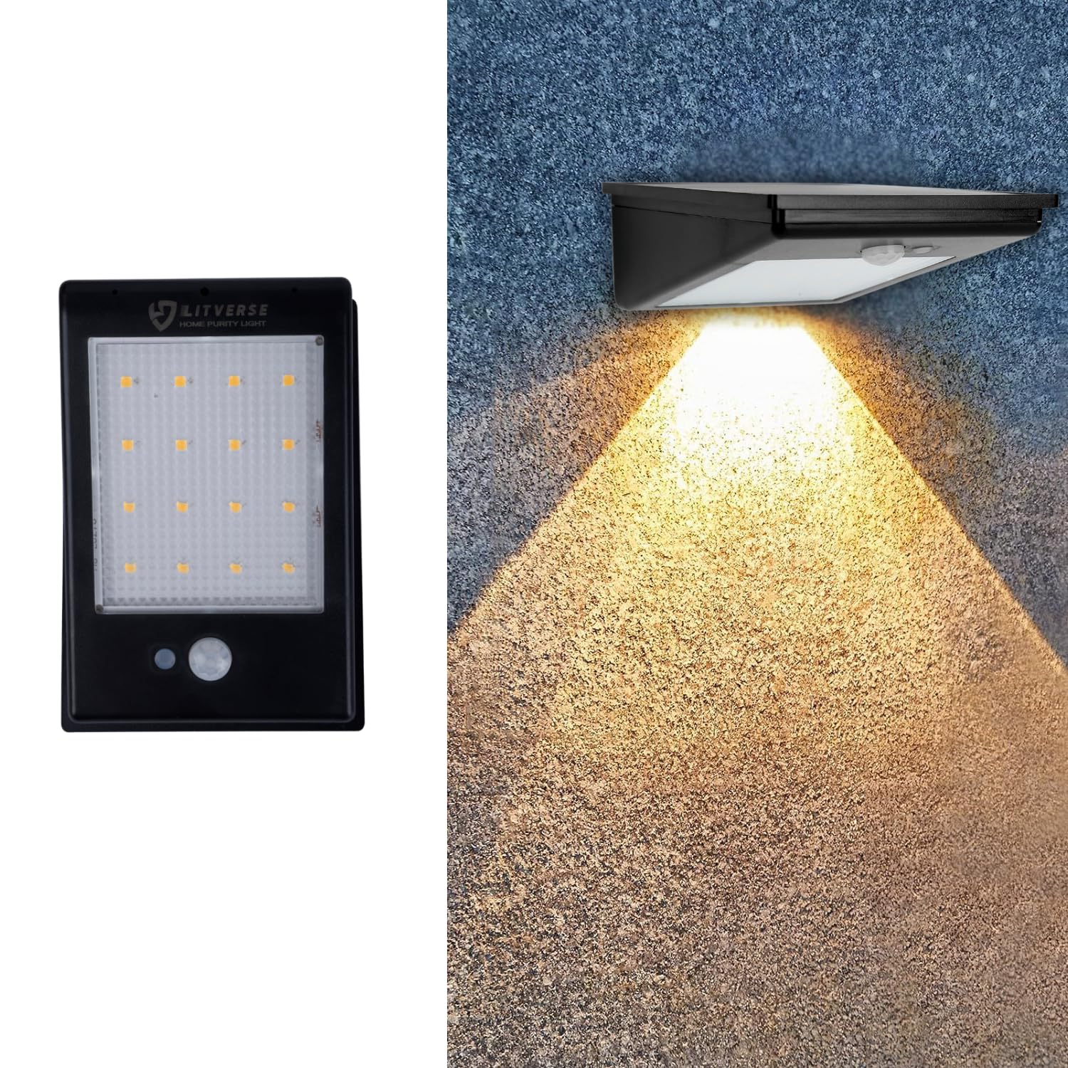 LITVERSE Solar Outdoor Motion Sensor Wall Light, 16 led Light, IP 65 Waterproof, for Home Garden Yard Landscape Lighting - (Warm White)