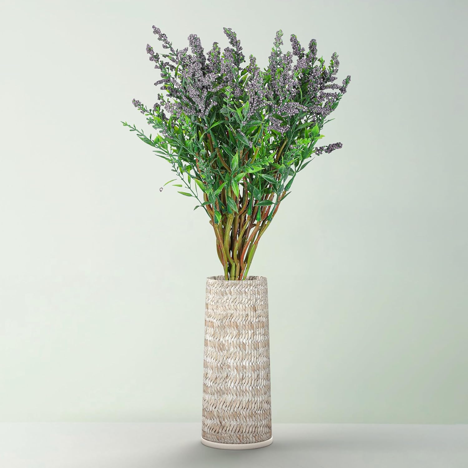 Fresh Lavender 12Pcs Lavender Fake Plant 14Inch Height Bouquet, Green Stems Bundled for Decorative Items for Diwali, Home, Room, Office, Bedroom, Anniversary, Deepawali (Dark Purple)