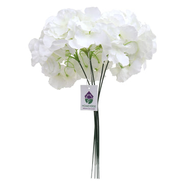 5 Pcs Hydrangea Artificial Flowers with Detachable Stems, Faux Hydrangea Flowers for Decorations, Silk Hydrangea Fake Flowers for Wedding Decor DIY Centerpieces Wreath (White)