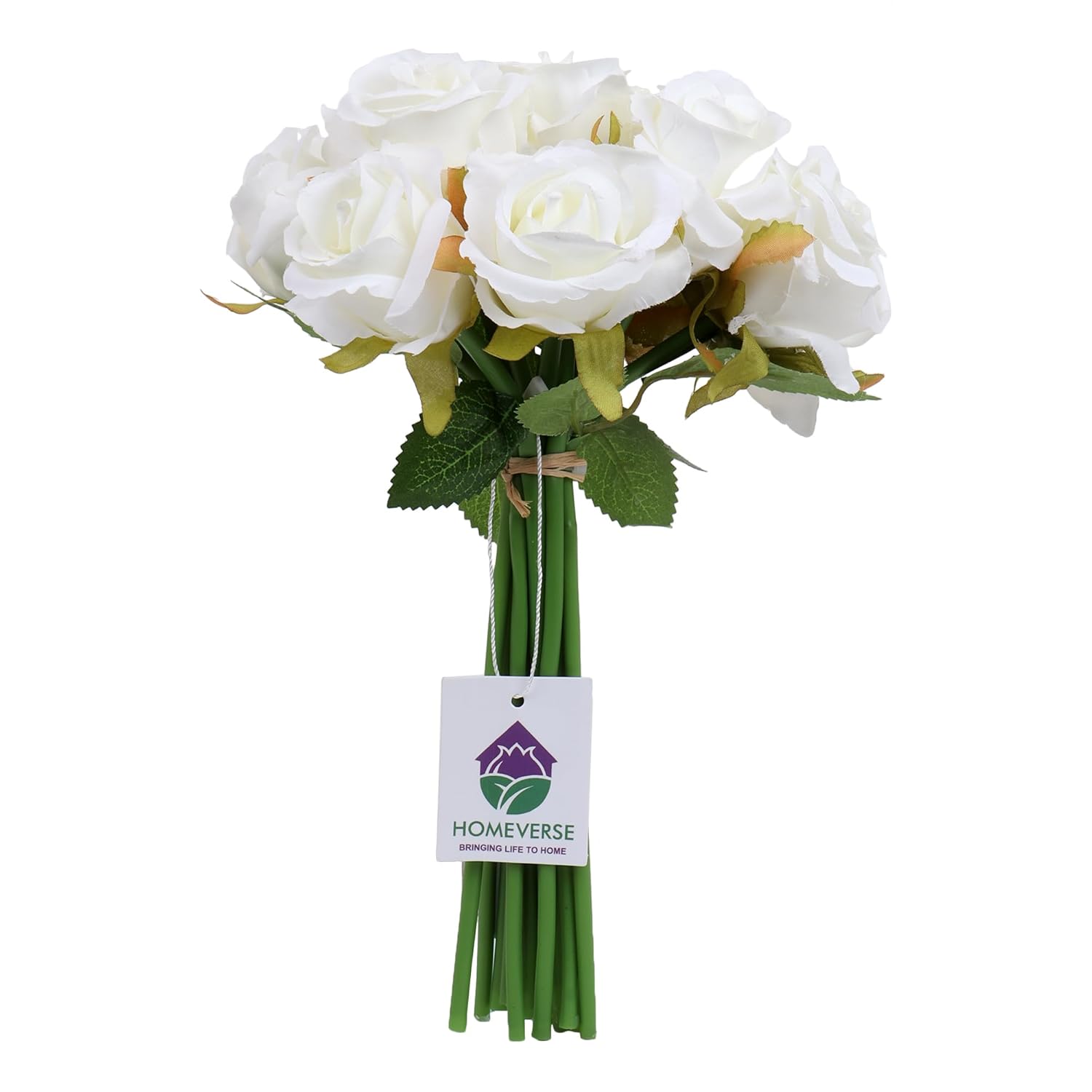 12pcs Artificial Rose Fake Silk Plants Wedding Valentines Birthday Anniversary Christmas Mothers Day (White-12pcs)