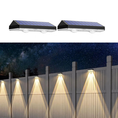 2-Pack Solar Fence Lights – Outdoor LED Wall-Mount Waterproof Lamps with 3 Color Modes (Natural, Warm White, Cool White) for Deck, Patio, Stair, Rail, Backyard, House Decoration.