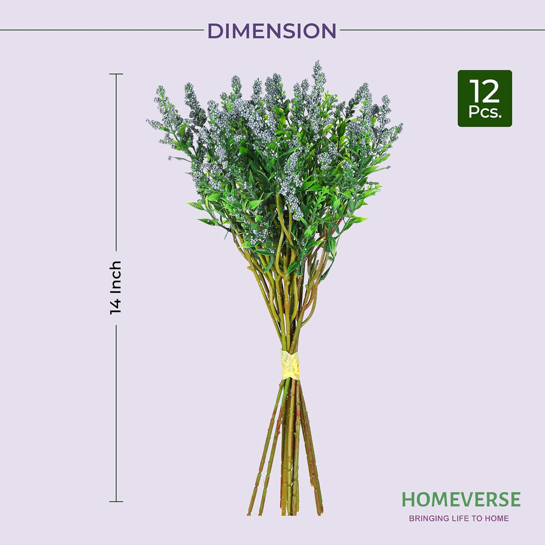 Fresh Lavender 12Pcs Lavender Fake Plant 14Inch Height Bouquet, Green Stems Bundled for Decorative Items for Diwali, Home, Room, Office, Bedroom, Anniversary, Deepawali (Blue)