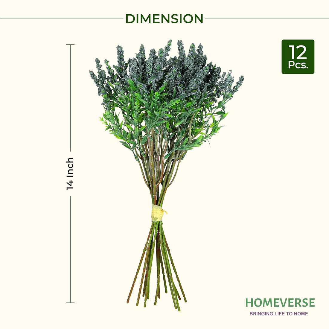 Fresh Lavender 12Pcs Lavender Fake Plant 14Inch Height Bouquet, Green Stems Bundled for Decorative Items for Diwali, Home, Room, Office, Bedroom, Anniversary, Deepawali (Green)