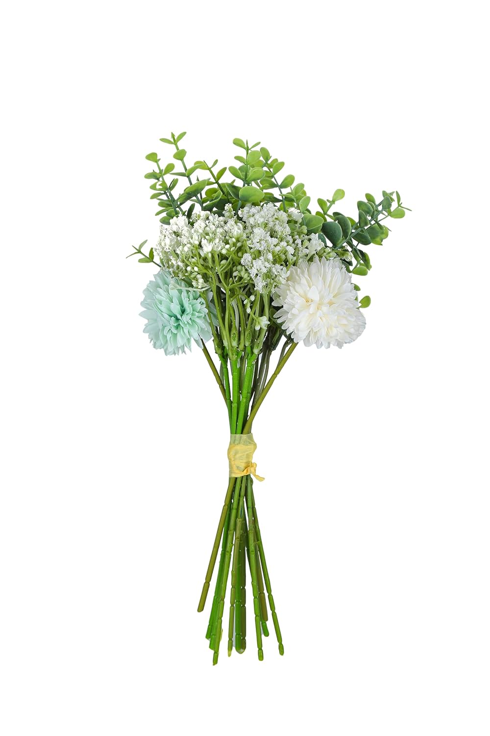 Artificial Floral Arrangement, Green and White Chrysanthemums with Eucalyptus and Baby Breath for Aesthetic Room Decor Items for Bedroom|Office Table Accessories|Show Pieces|Home Dcor
