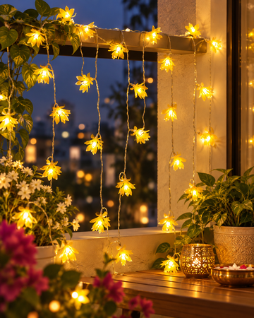 Yellow Flower 60 LED String Fairy Lights
