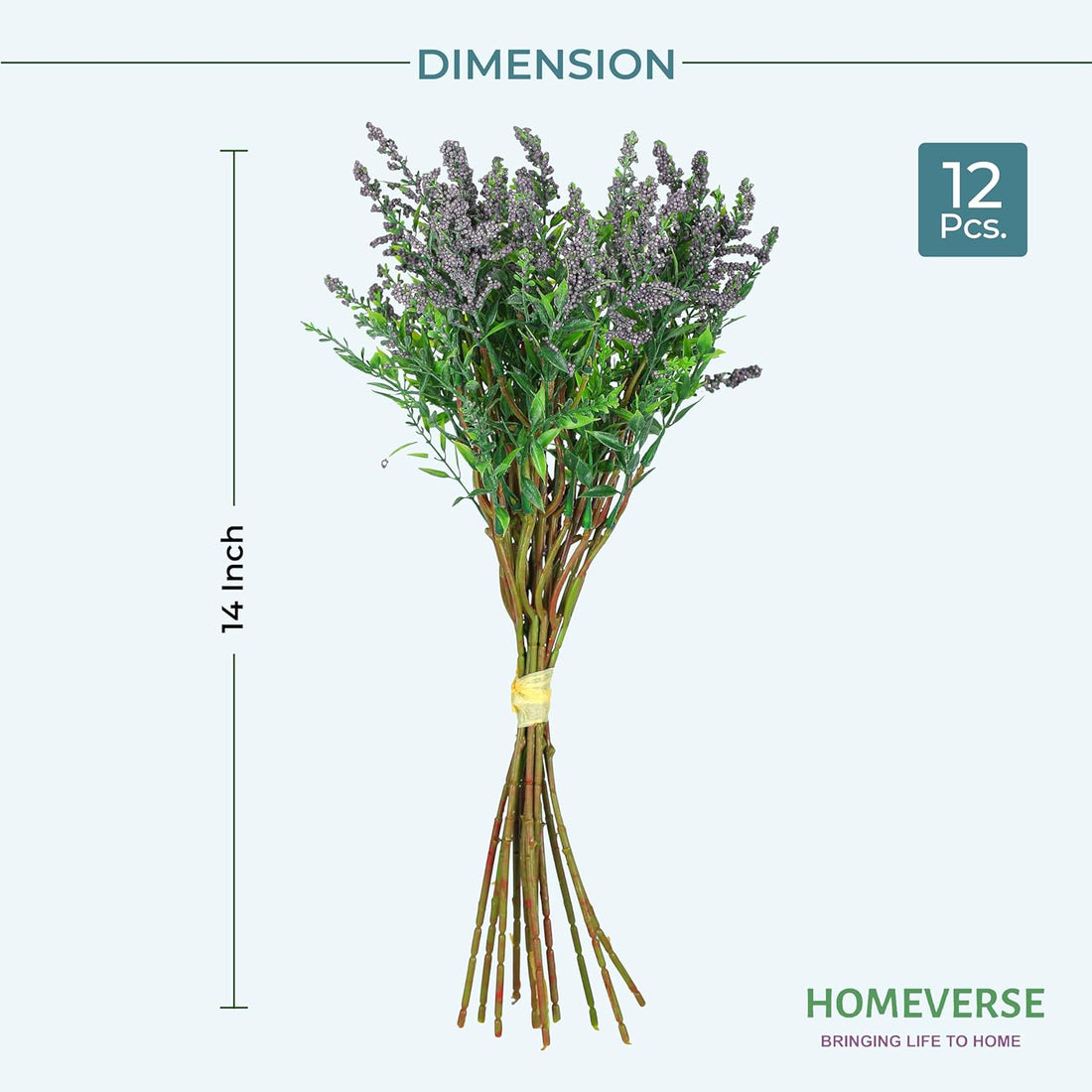 Fresh Lavender 12Pcs Lavender Fake Plant 14Inch Height Bouquet, Green Stems Bundled for Decorative Items for Diwali, Home, Room, Office, Bedroom, Anniversary, Deepawali (Dark Purple)