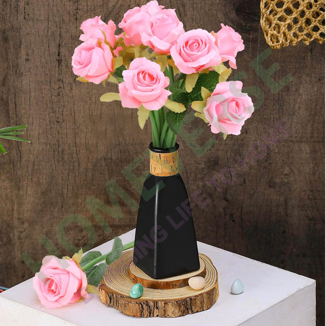 12pcs Artificial Rose Fake Silk Plants Wedding Valentines Birthday Anniversary Christmas Mothers Day (pink-12pcs)
