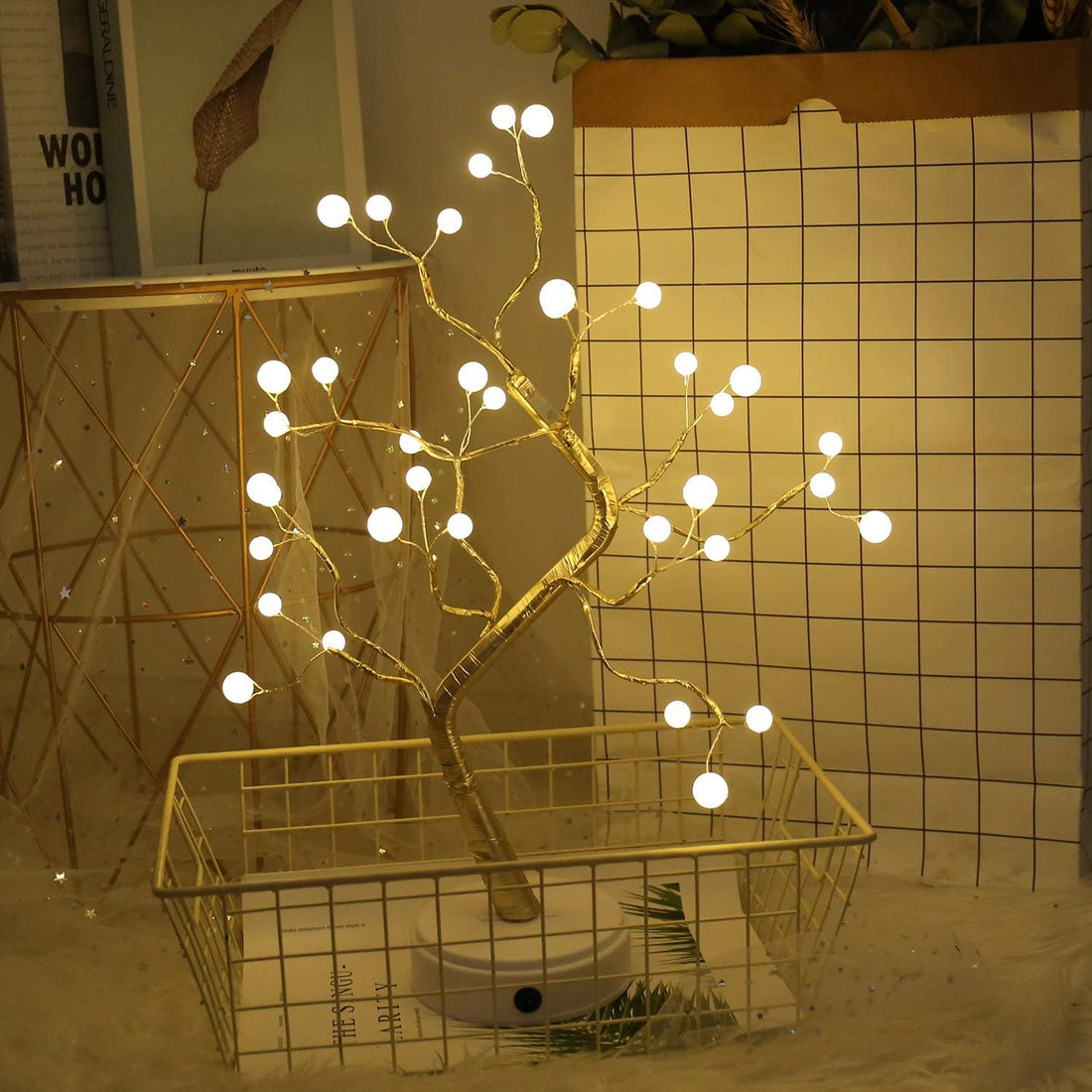 Bonsai Tree Light with 36 Pearls table Lamp