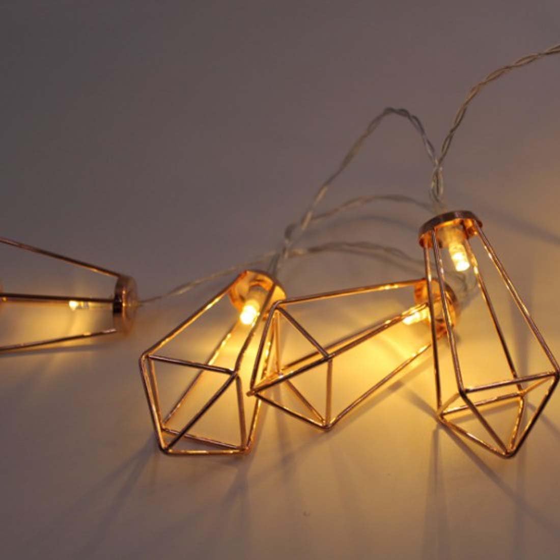 4 Meter Rose Diamond Shape Metal Cage String Lights-14led