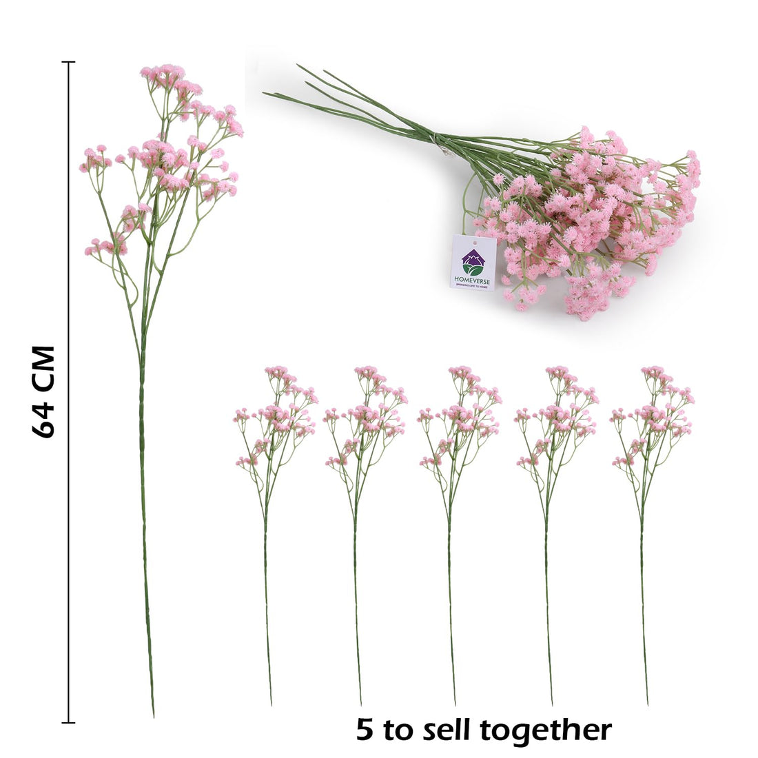 Baby Breath/Gypsophila Artificial Fake Silk Plants Wedding Party Decoration Real Touch Flowers DIY Home Garden(Pink-05)
