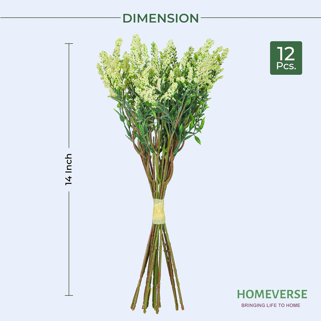 Fresh Lavender 12Pcs Lavender Fake Plant 14Inch Height Bouquet, Green Stems Bundled for Decorative Items for Diwali, Home, Room, Office, Bedroom, Anniversary, Deepawali (Yellow)