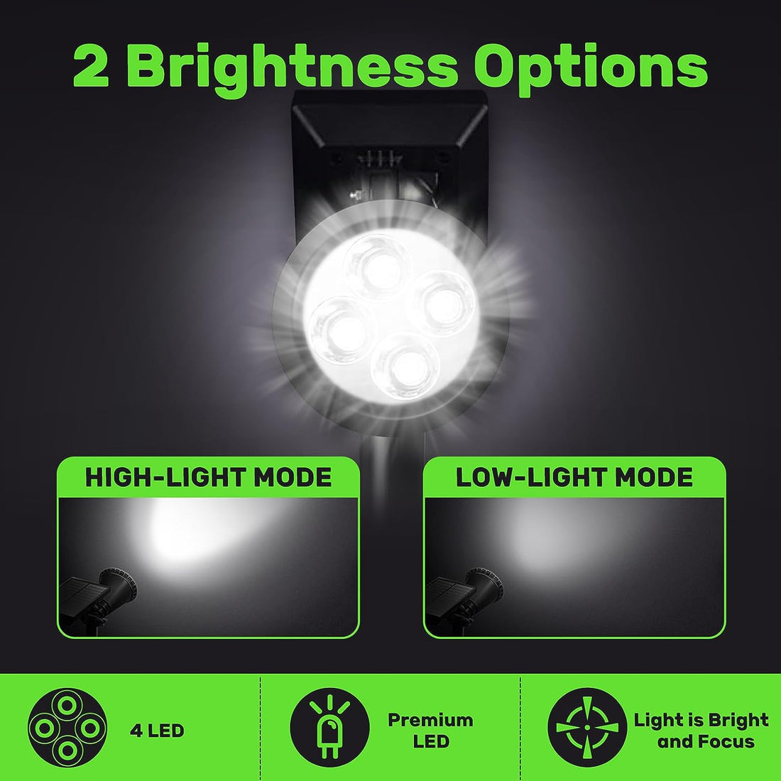 Solar Spot Lights Outdoor IP65 Waterproof, Auto On/Off Lights (Cool White)