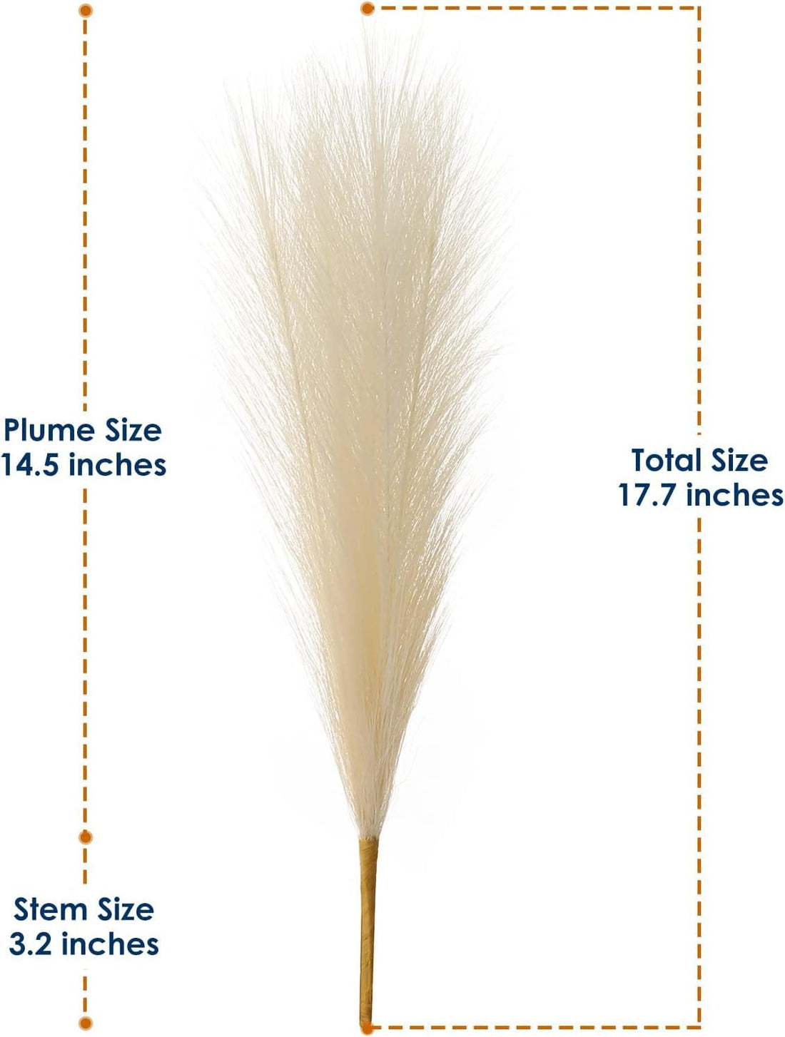 Artificial Pampas Grass | 45 cm Tall | 5 Steams | White Color | Fluffy Pompas for Home, Office Boho,Farmhouse Home Wedding, Faux Pampas Grass, Set of 3