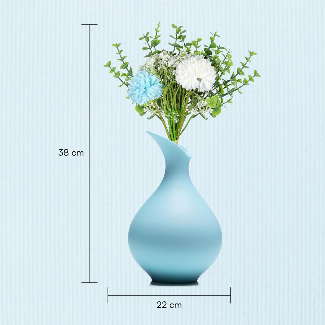 Artificial Floral Arrangement, Blue and WhiteChrysanthemums with Eucalyptus and Baby Breath for Aesthetic Room Decor Items for Bedroom|Office Table Accessories|Show Pieces|Home Dcor