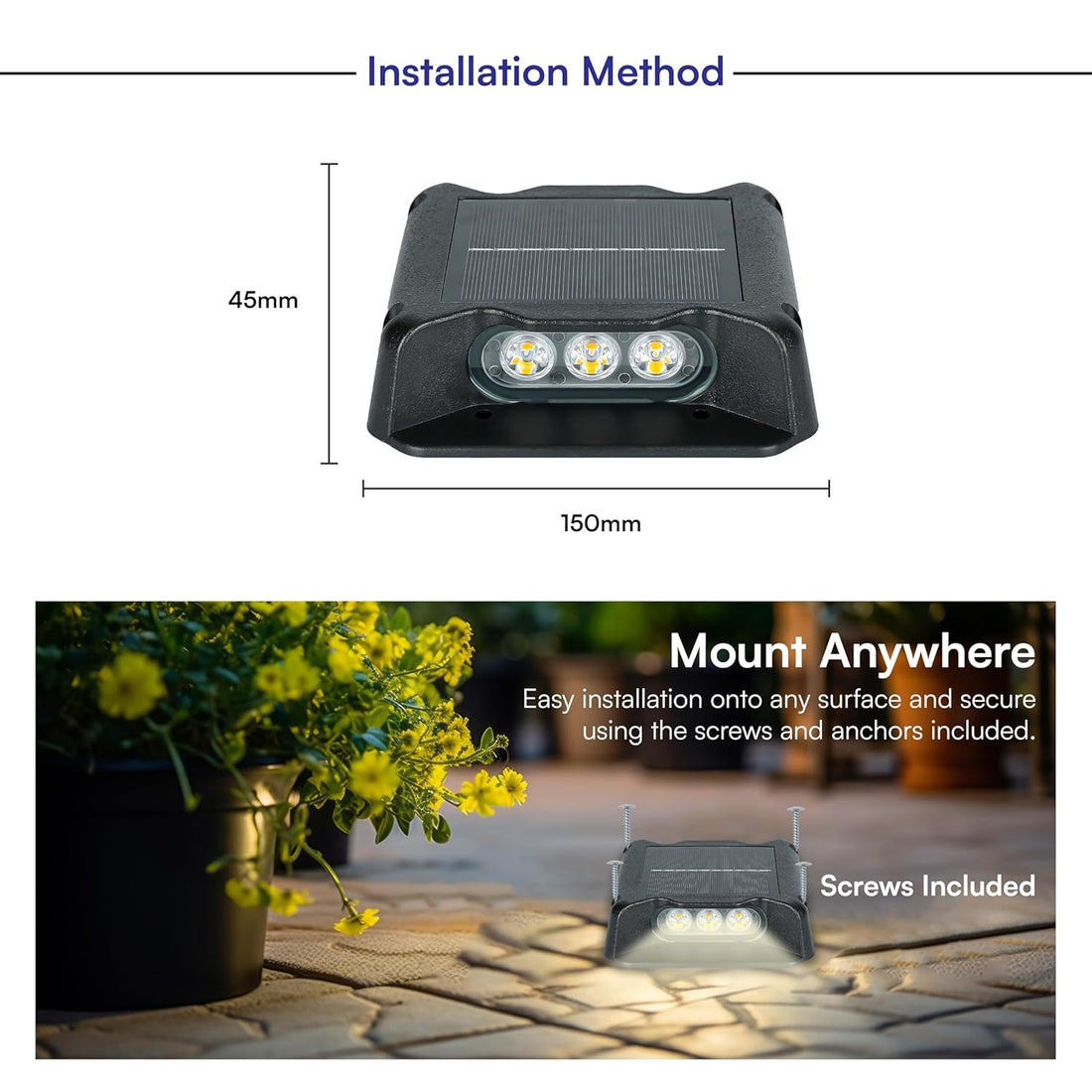 Abs Solar LED Path Lights | 5.5V 250mA Solar-Powered | 6 LEDs | 1800mAh Battery | IP65 Waterproof | Ambient Lighting for Garden,Patio,Yard,Walkways,Driveways,Party,Wedding,Pool - Warm White