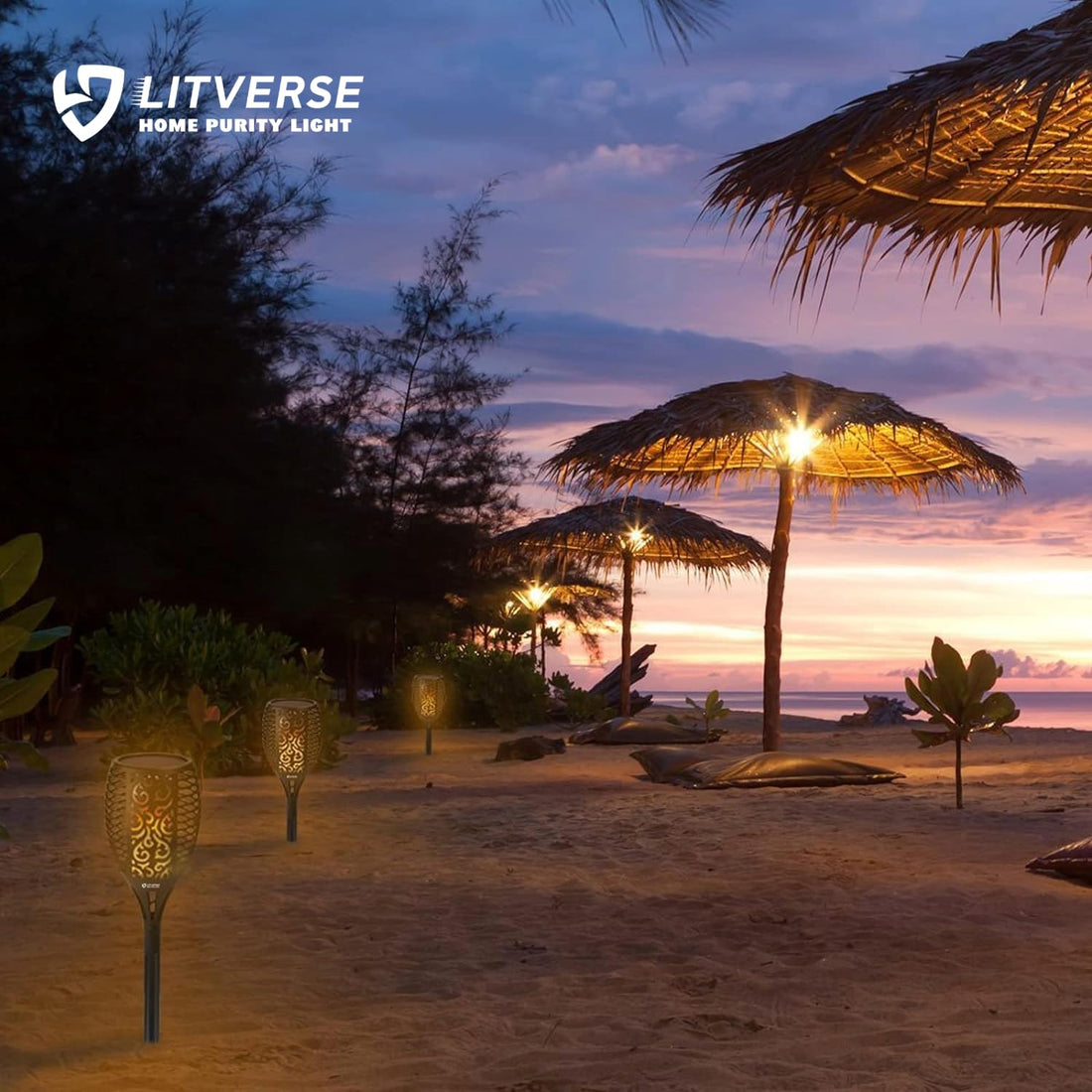 Solar Torch Lights with 96 LED Flickering Flame | 2200mAh Battery | Auto On/Off | Waterproof Outdoor Solar Lights for Garden, Patio, Balcony, Yard & Diwali Decoration | Pack of 4