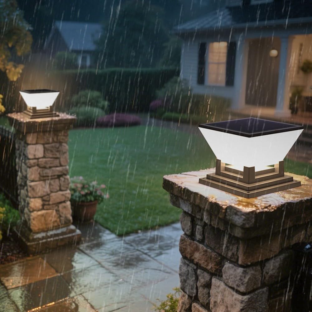 Abs Solar Post Pillar Light 26 cm Small Outdoor Waterproof Outdoor LED Post Cap Light for Garden,Patio,Deck & Pillar Decoration|2 Brightness Levels|Dusk to Dawn|Modern Design