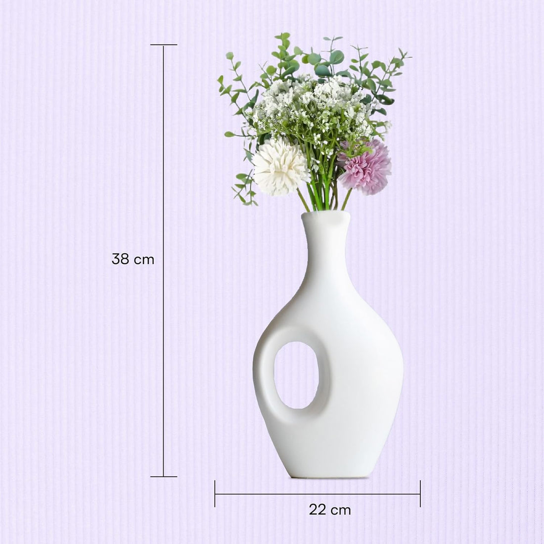 Artificial Floral Arrangement, Purple and White Chrysanthemums with Eucalyptus and Baby Breath for Aesthetic Room Decor Items for Bedroom|Office Table Accessories|Show Pieces|Home Decor