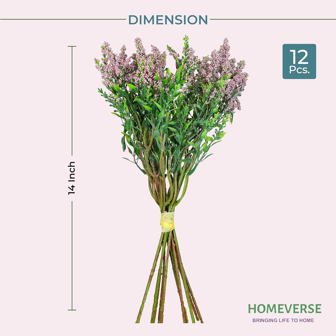 Fresh Lavender 12Pcs Lavender Fake Plant 14Inch Height Bouquet, Green Stems Bundled for Decorative Items for Diwali, Home, Room, Office, Bedroom, Anniversary, Deepawali (Light Purple)