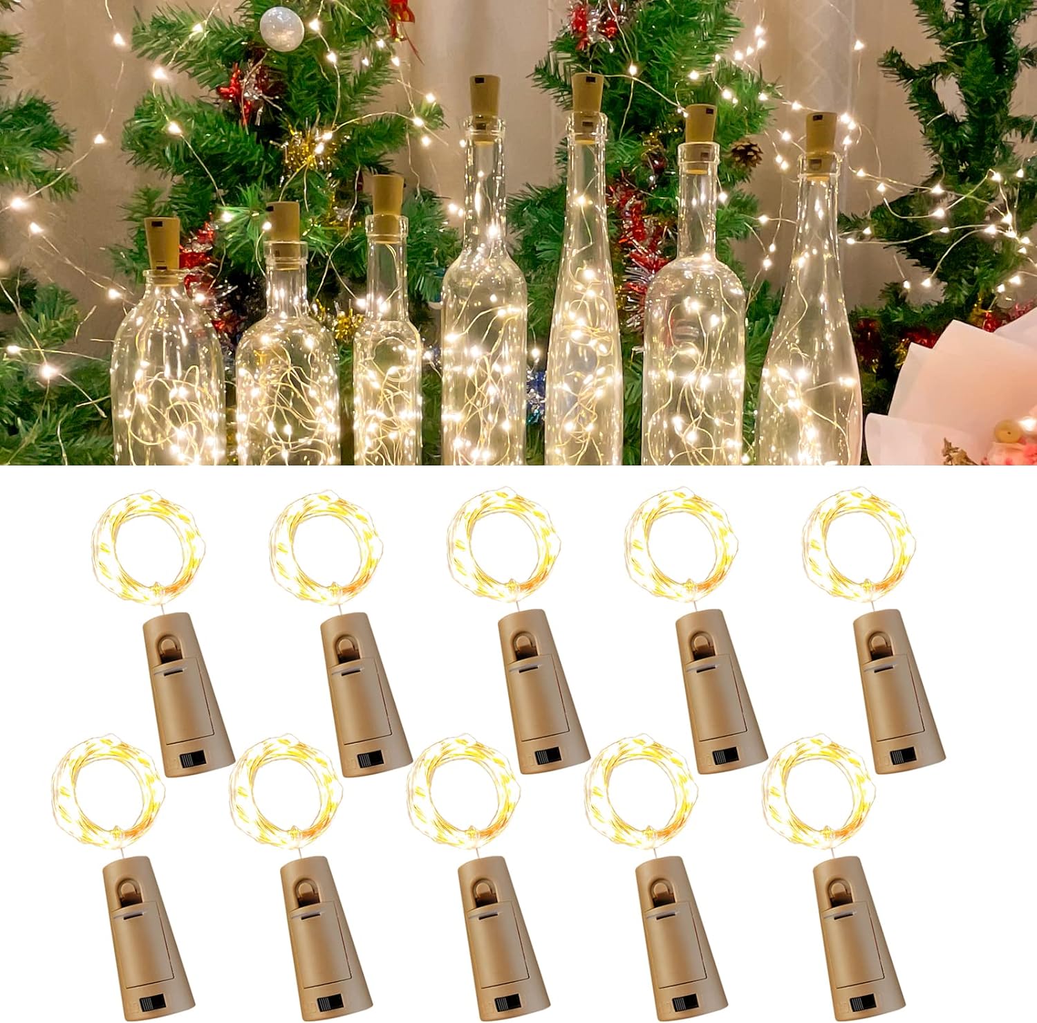 Cork Fairy String Lights - Battery Powered - Warm Light (3 Ft/Packs of 10)