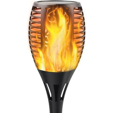 Solar Torch Light with Flickering Flame | 3 Modes | Solar Powered Waterproof LED Flame Lamp | Auto On/Off Outdoor Garden Light for Patio, Pathway, Yard – Set of 1 (Black)