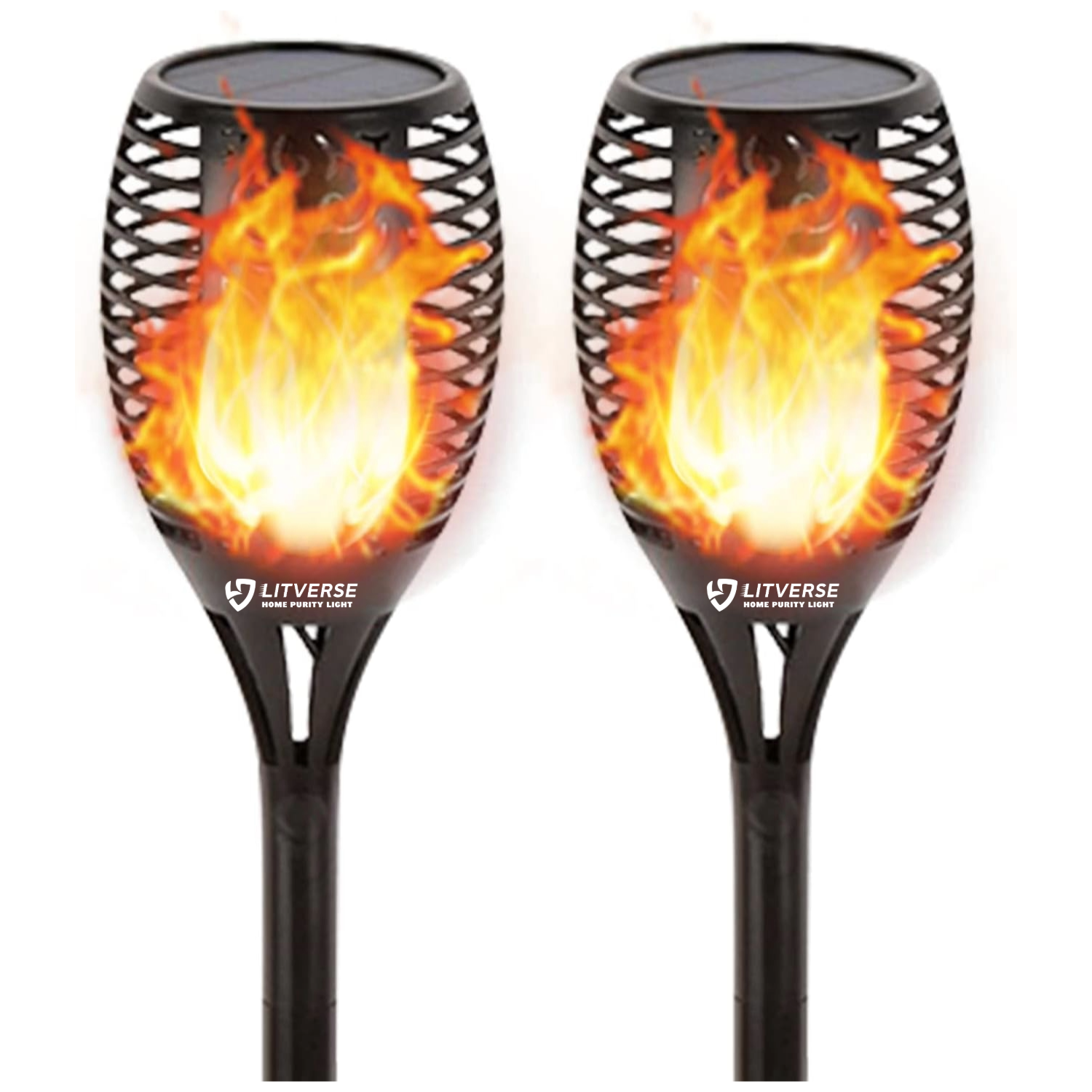 Solar fire maashaal Light with 96 Led Flickering Flame 3mode - Pack of 2
