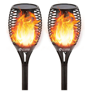 Solar fire maashaal Light with 96 Led Flickering Flame 3mode - Pack of 2