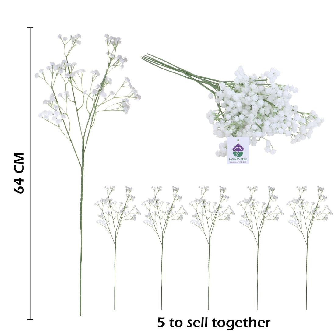 Baby Breath/Gypsophila Artificial Fake Silk Plants Wedding Party Decoration Real Touch Flowers DIY Home Garden(White-05)