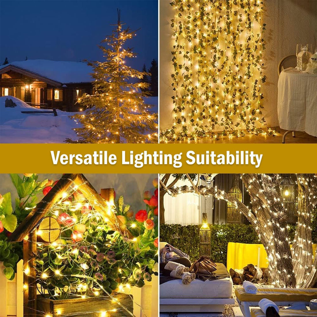 Pixel LED String Lights | 60 LEDs, 46 Ft | Warm White Fairy Lights for Outdoor & Indoor Decoration | Garden, Park, Balcony, Diwali, Wedding, Festival, Party, Home Decor