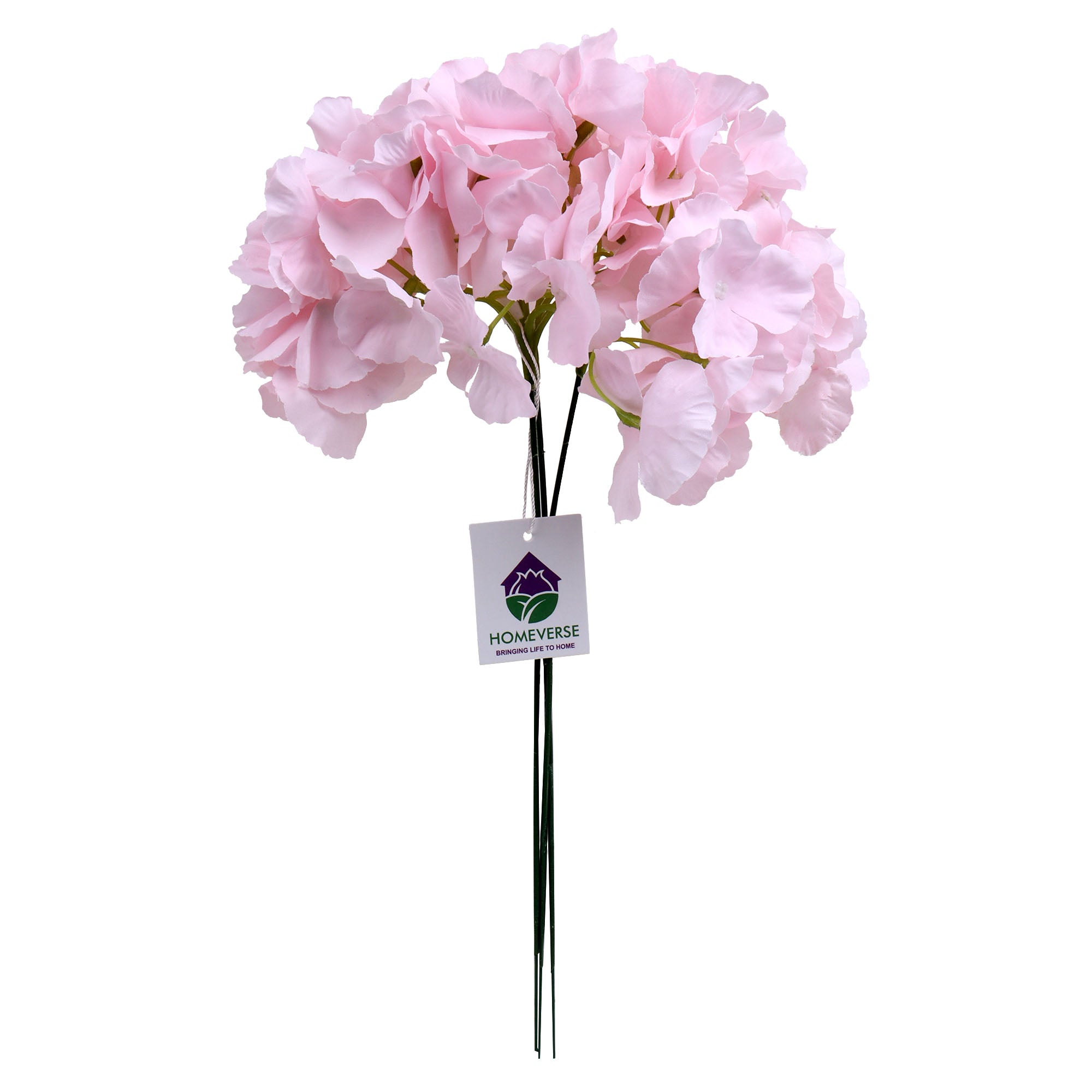 HOMEVERSE 03 Pcs Hydrangea Artificial Flowers -Light Pink