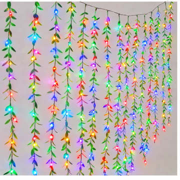 Leaf Vine String Fairy Lights | Warm White Plug-in Decorative LED Lights with Green Leaves for Wall, Bedroom, Balcony, Party, Home, Wedding, Diwali | 3 Meter Transparent Wire
